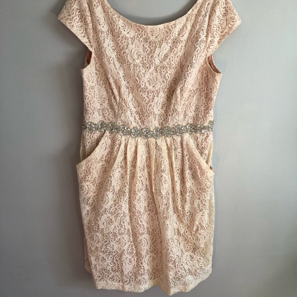 Light Pink Lace Homecoming Dress - David’s Bridal